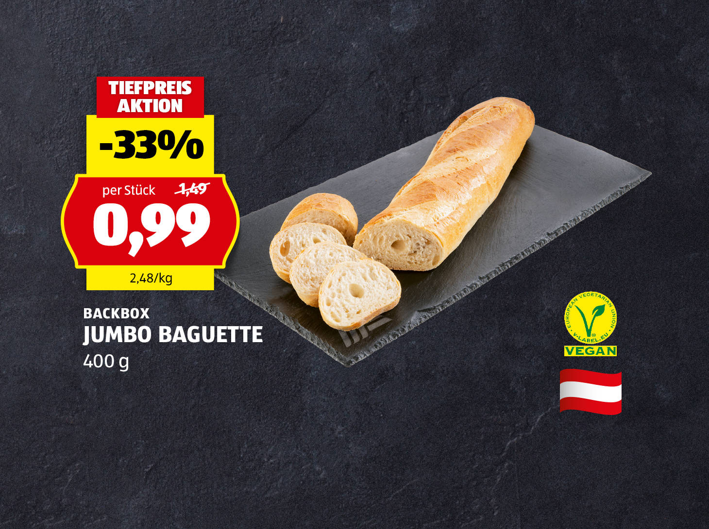 Backbox Jumbo Baguette, 400 g, € 0,99
