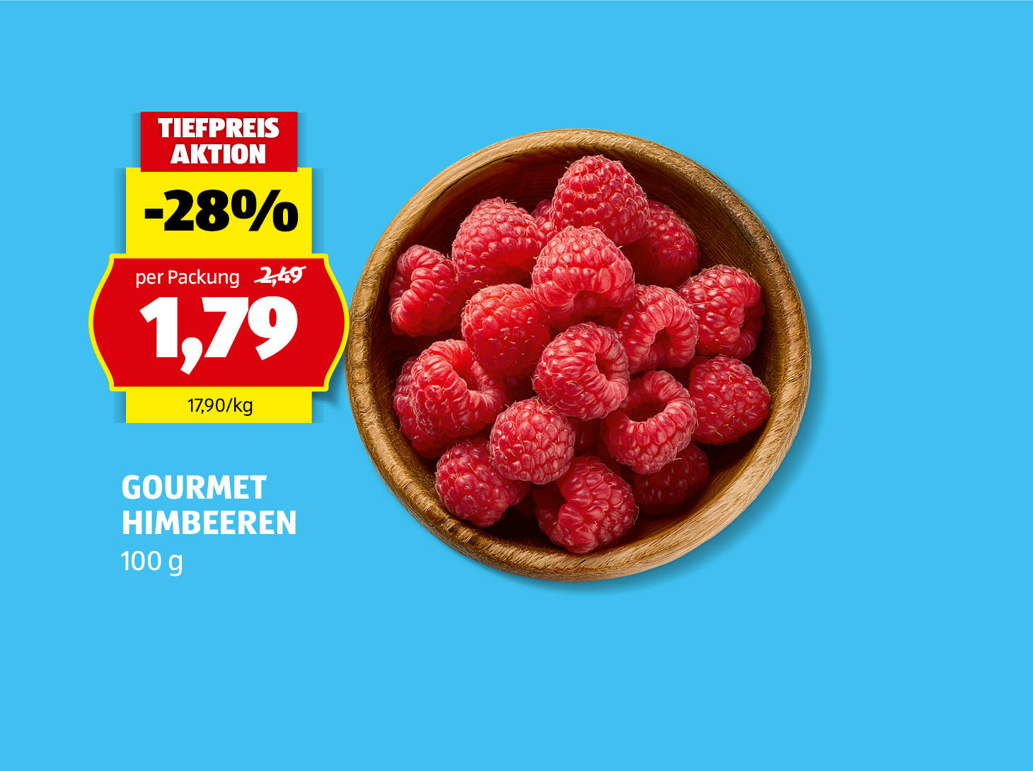 Gourmet Himbeeren, 100 g, € 1,79