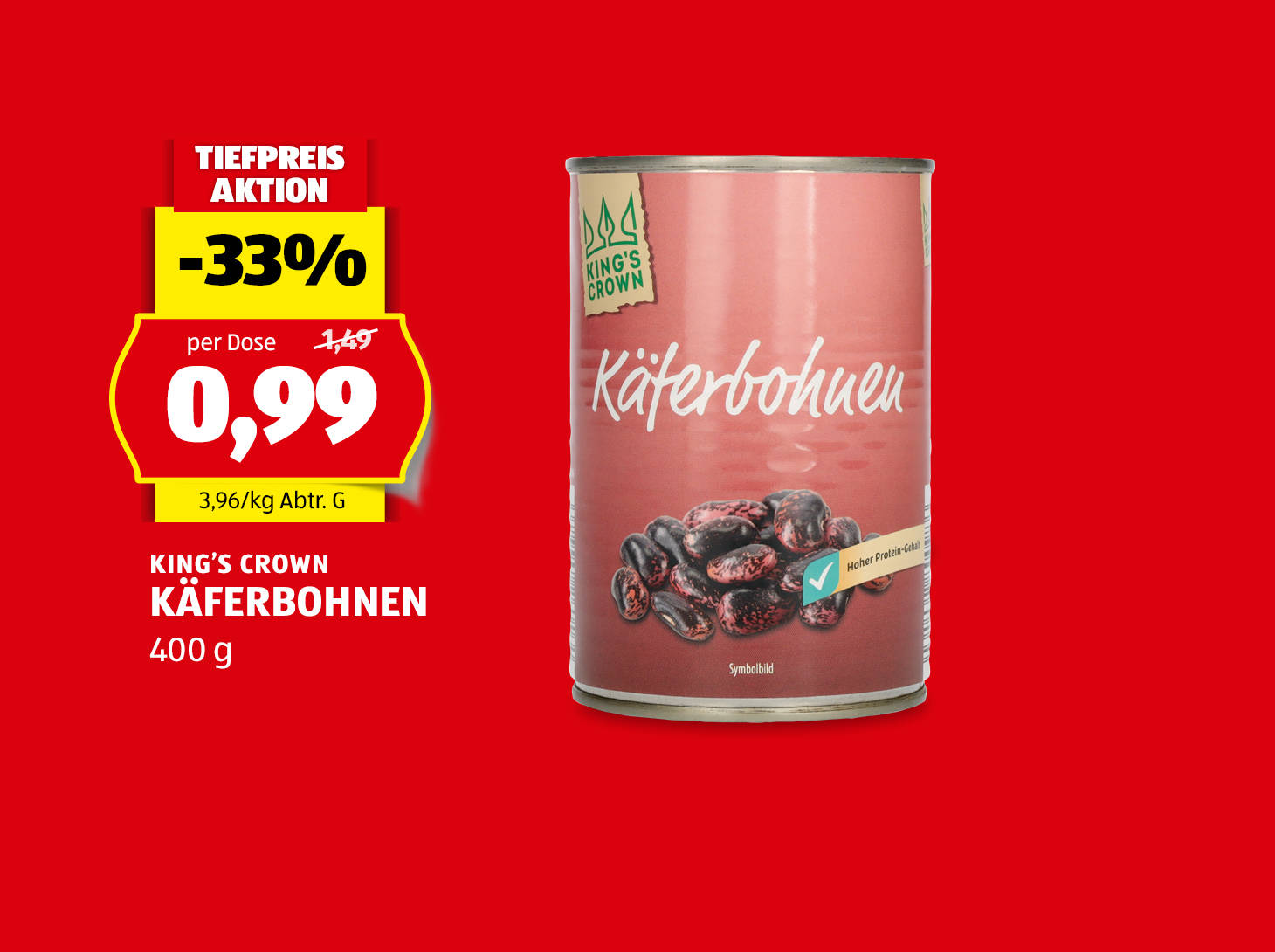 King's Crown Käferbohnen, 400 g, statt € 1,49 per Dose nur € 0,99