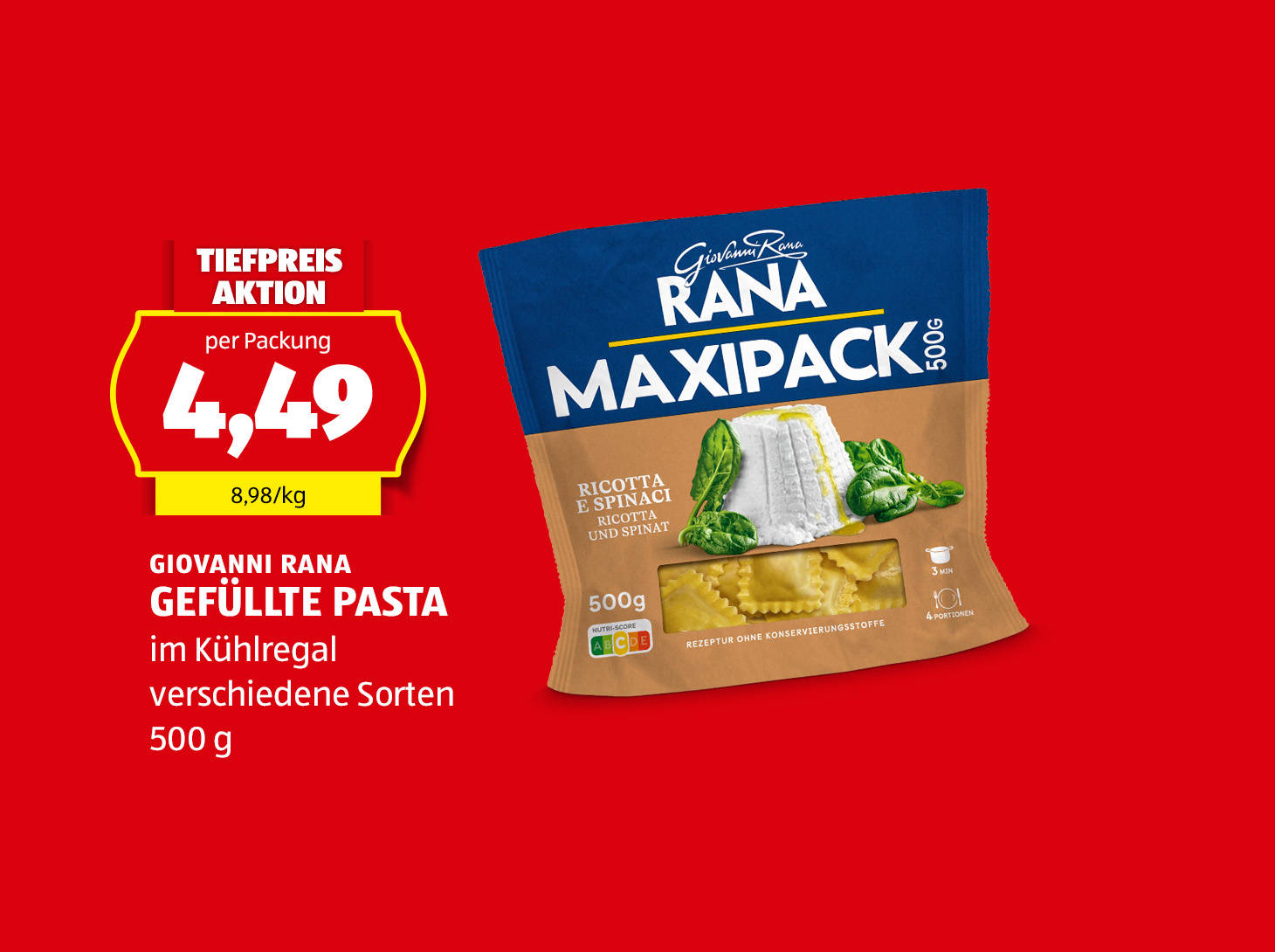 Giovanni Rana gefüllte Pasta, € 4,49