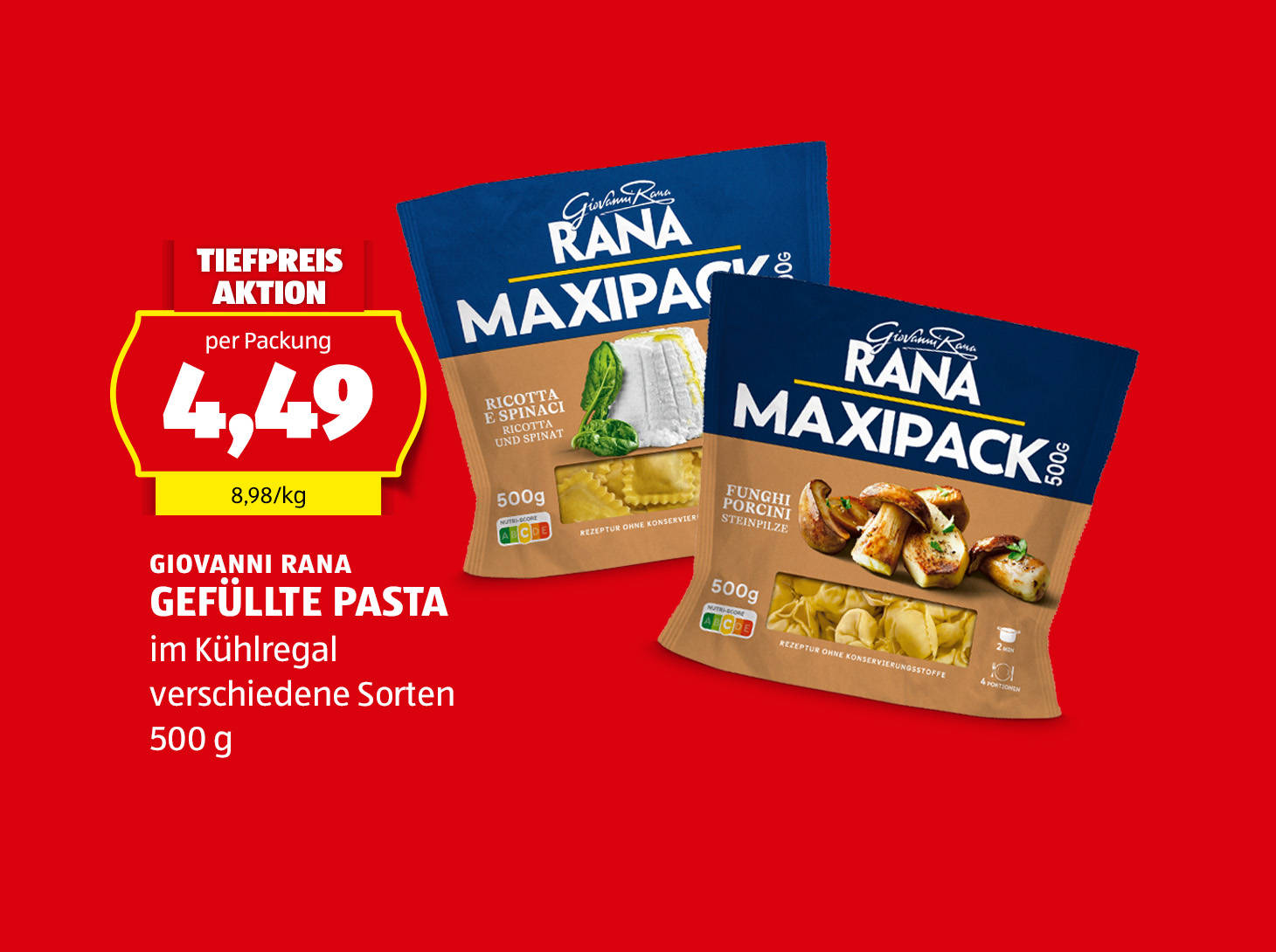 Giovanni Rana gefüllte Pasta, € 4,49