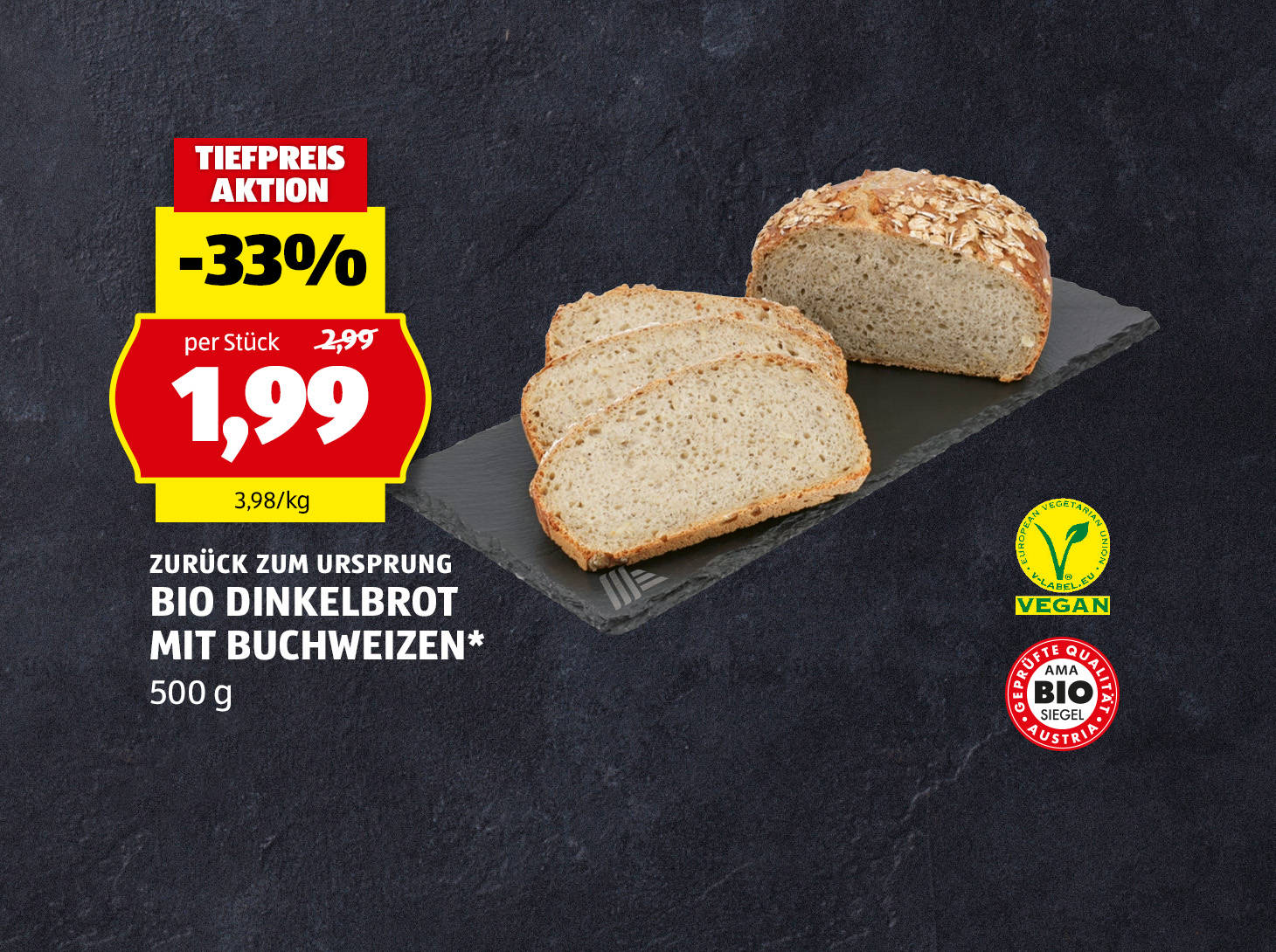 Zurück zum Ursprung Bio Dinkelbrot mit Buchweizen*, € 1,99