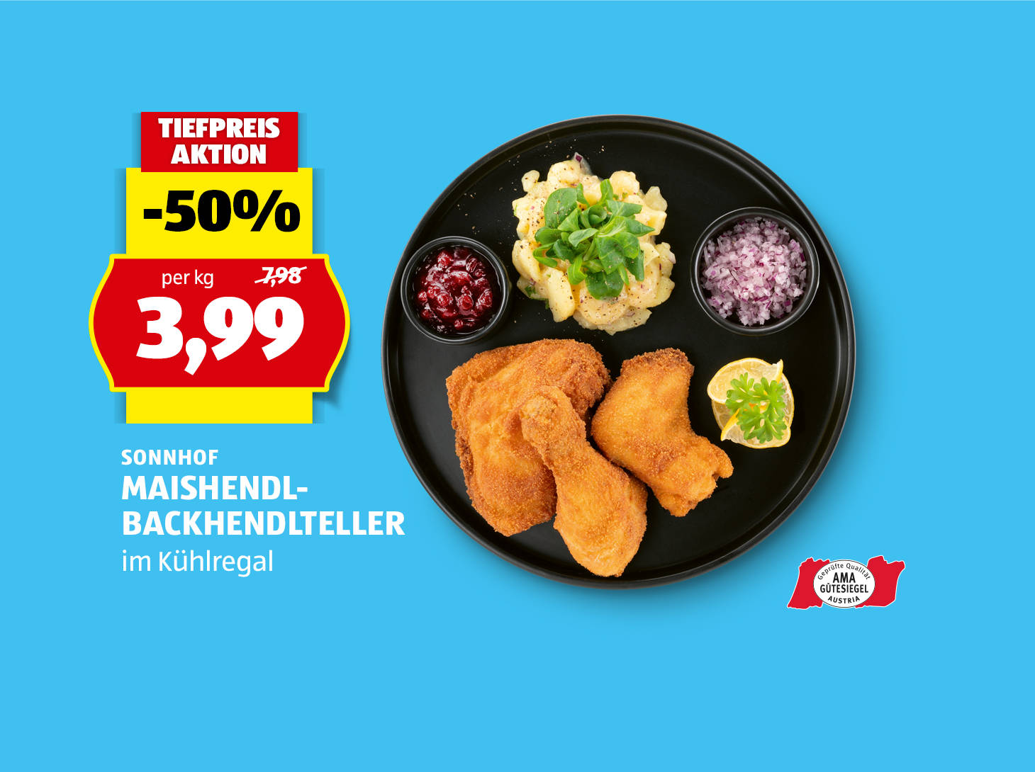 Sonnhof Maishendl-Backhendlteller, € 3,99