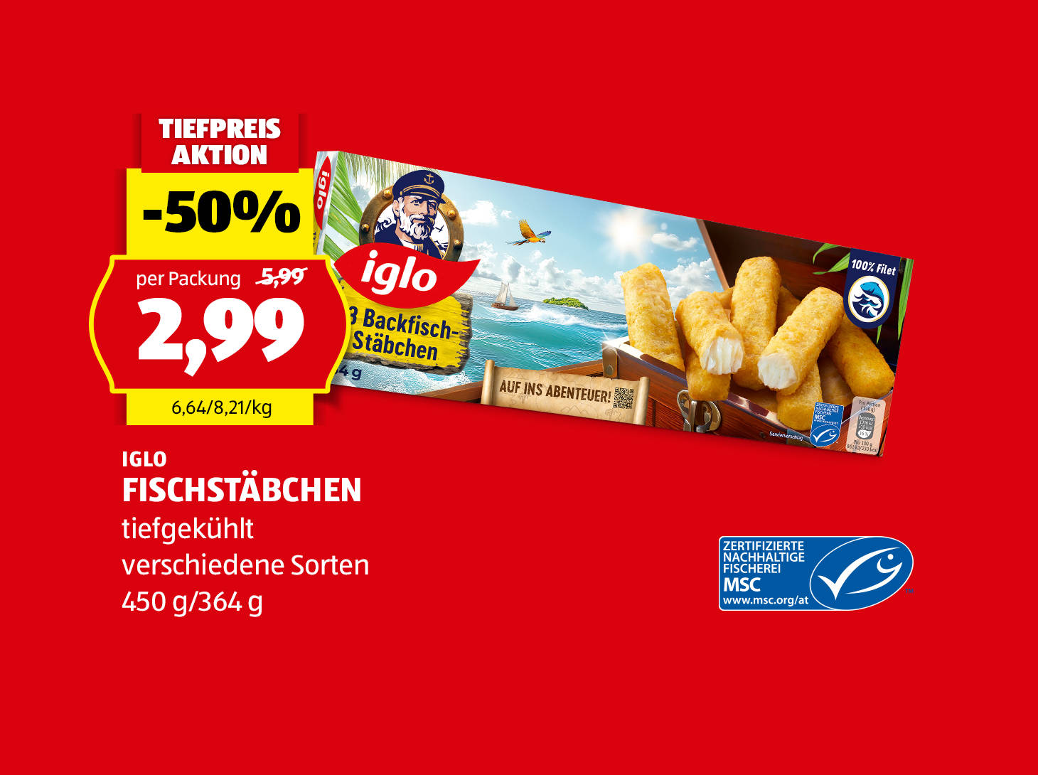 Iglo Fischstäbchen, € 2,99