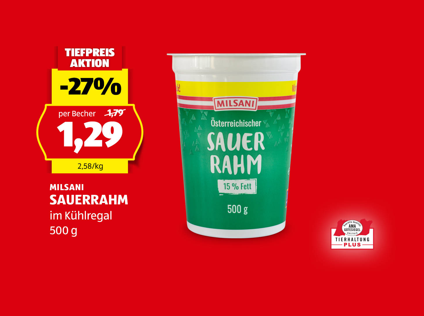 Milsani, Sauerrahm, 500 g, € 1,29