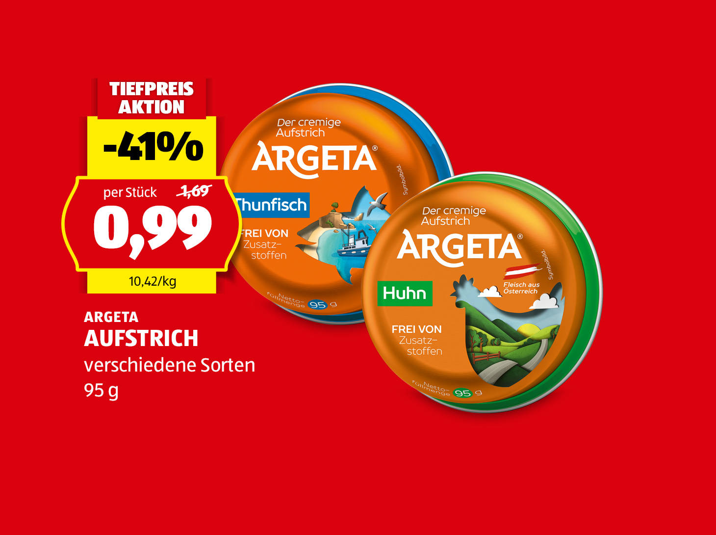 Argeta, Aufstrich, 95 g, in verschiedenen Sorten erhältlich, € 0,99