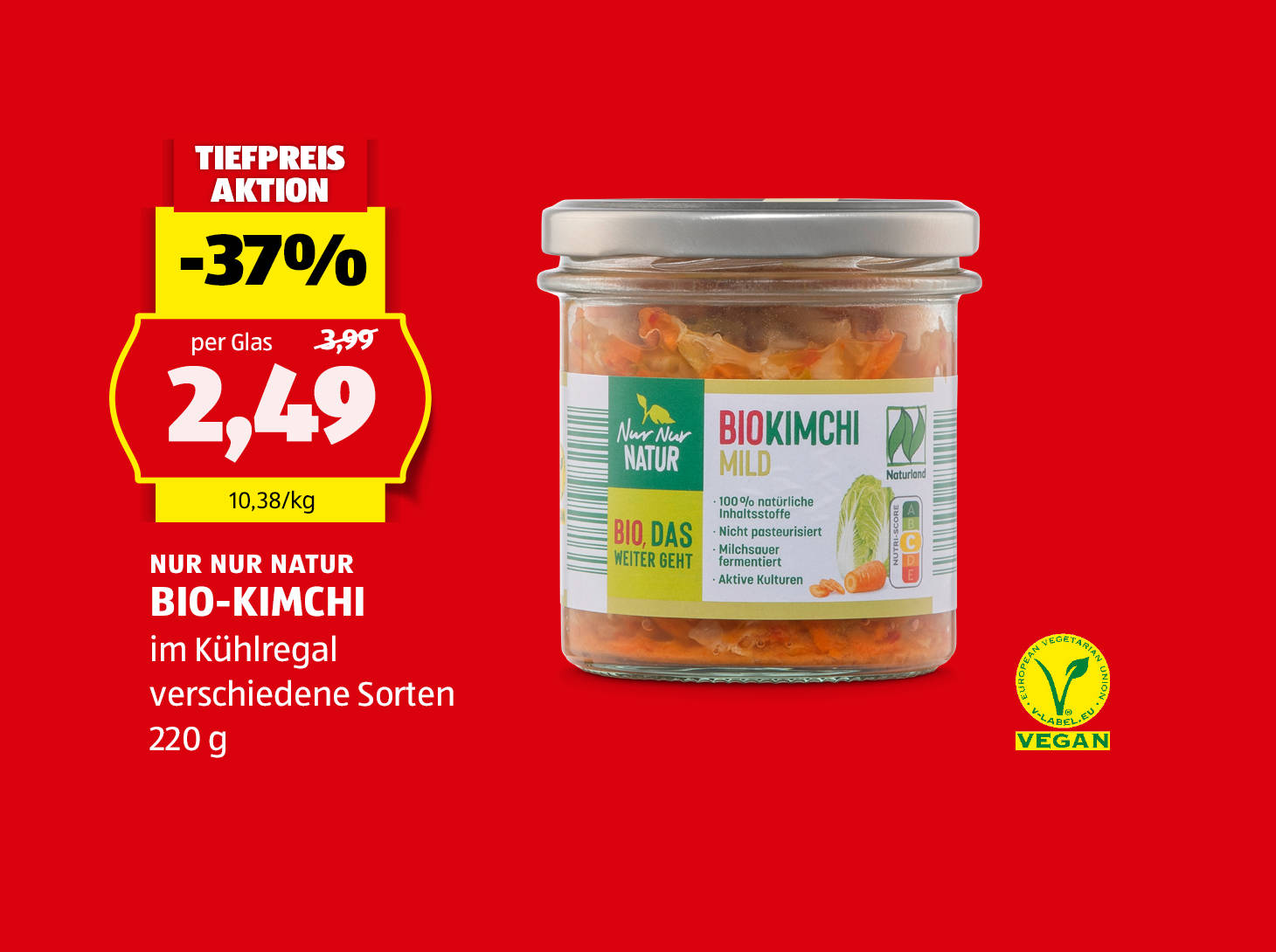 Nur Nur Natur, Bio-Kimchi, 220 g, in verschiedenen Sorten erhältlich, € 2,49