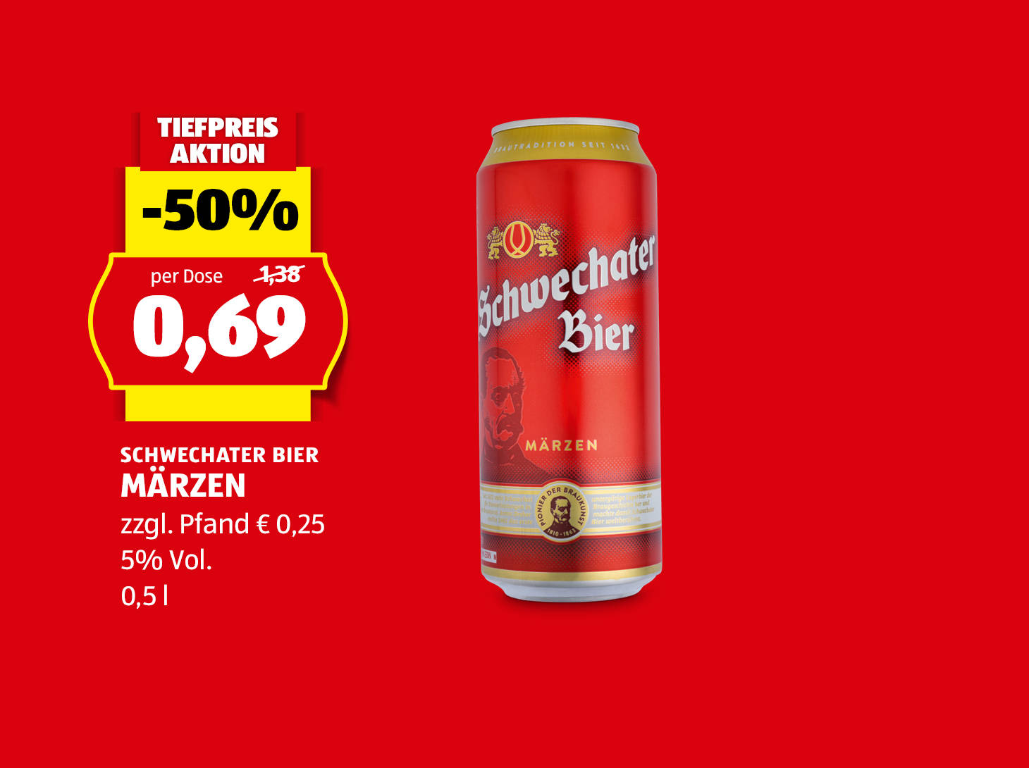 Schwechater Bier Märzen Dose, 0,5 l, 5% Vol., statt € 1,38 per Dose nur € 0,69
