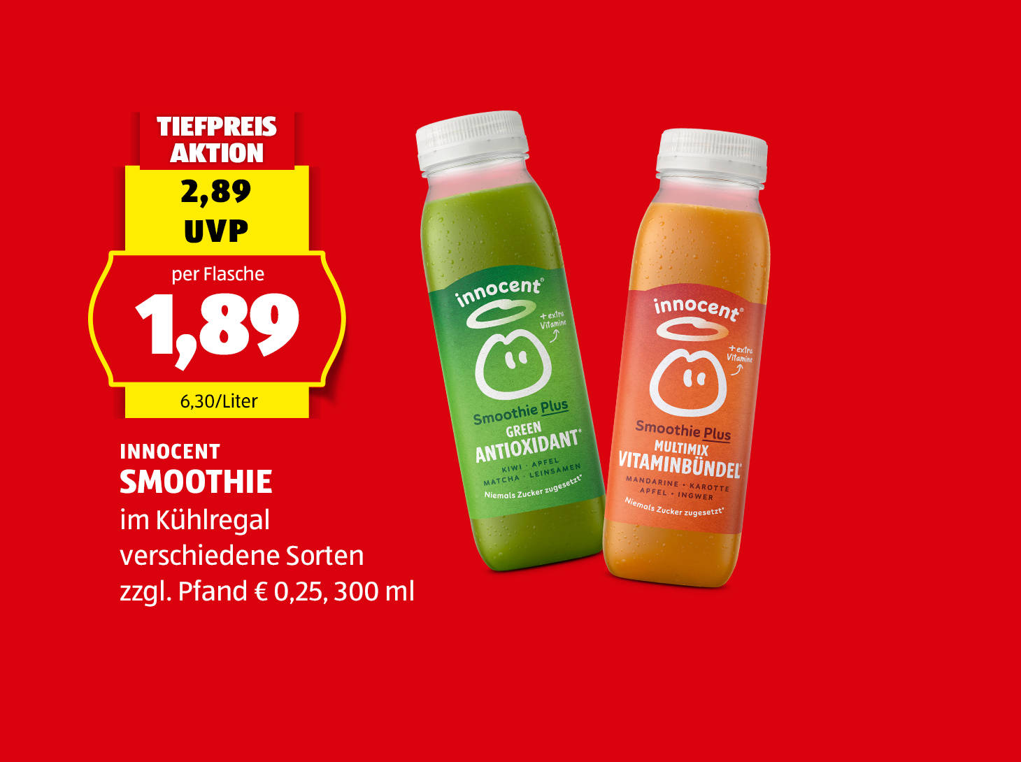 Innocent, Smoothie, 300 ml, in verschiedenen Sorten erhältlich, € 1,89