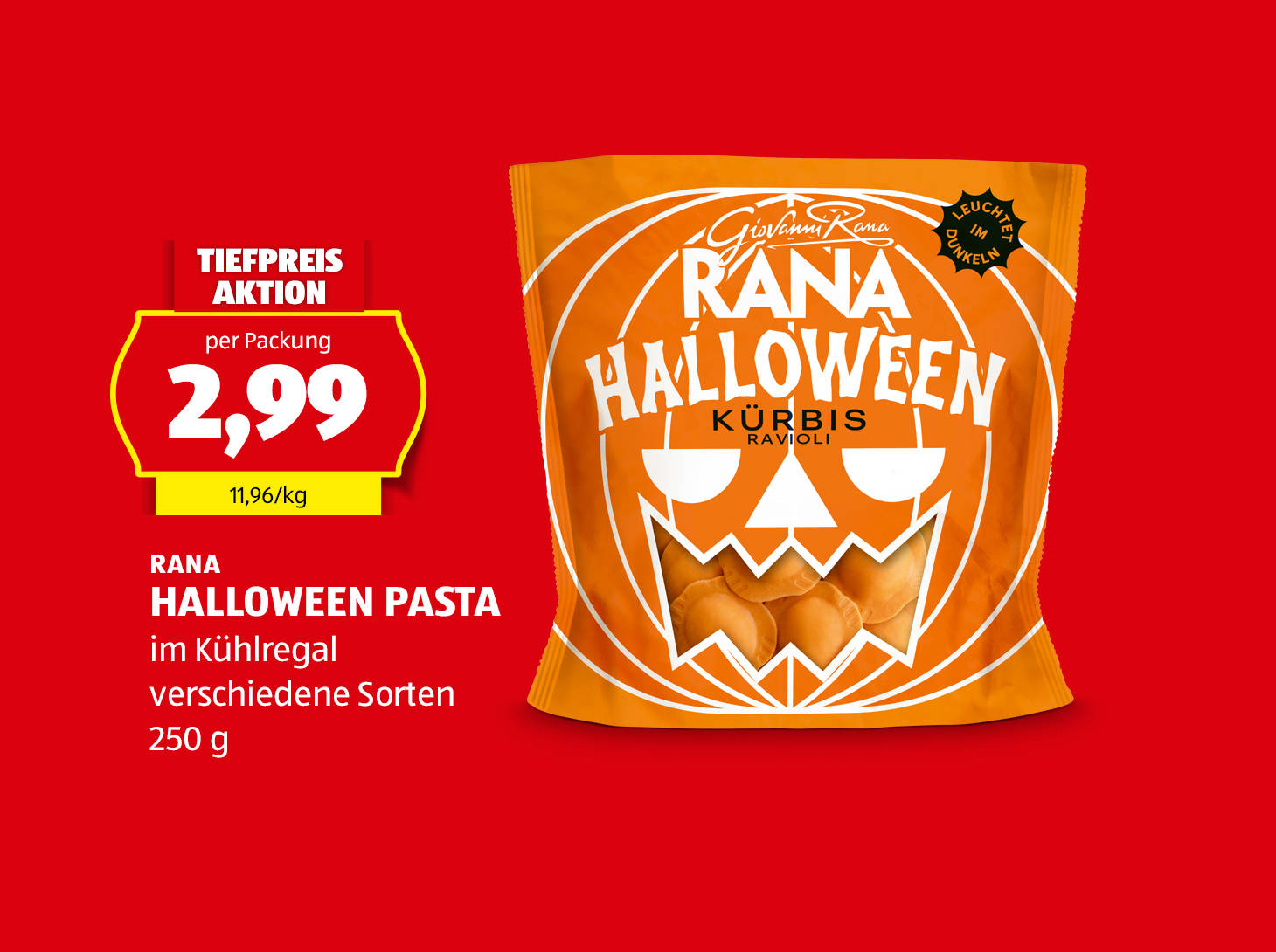 Rana Halloween Pasta, 250 g,  in verschiedenen Sorten erhältlich, € 2,99