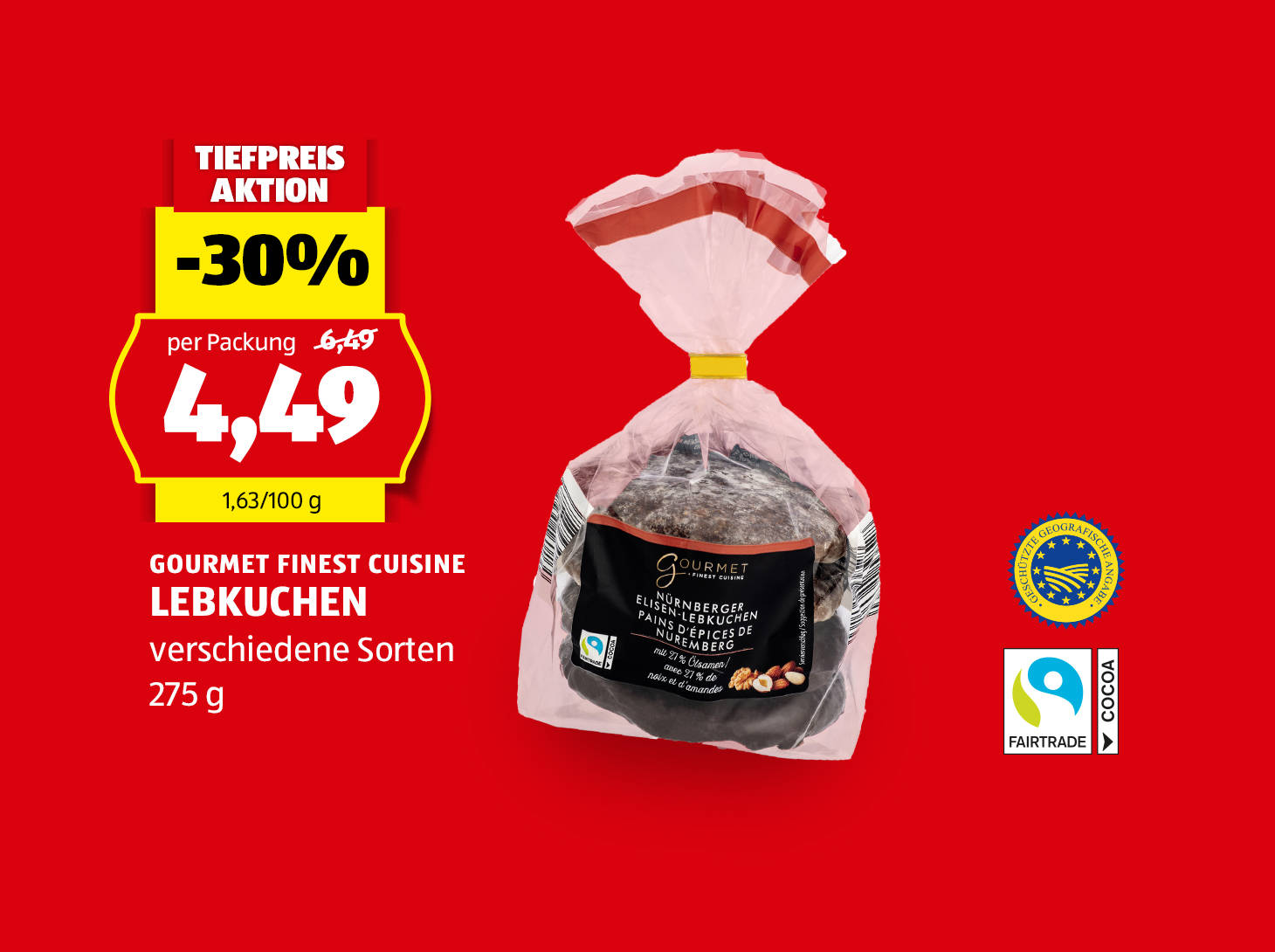 Gourmet Finest Cousine Lebkuchen, 275 g, statt € 6,49 per Packung nur € 4,49