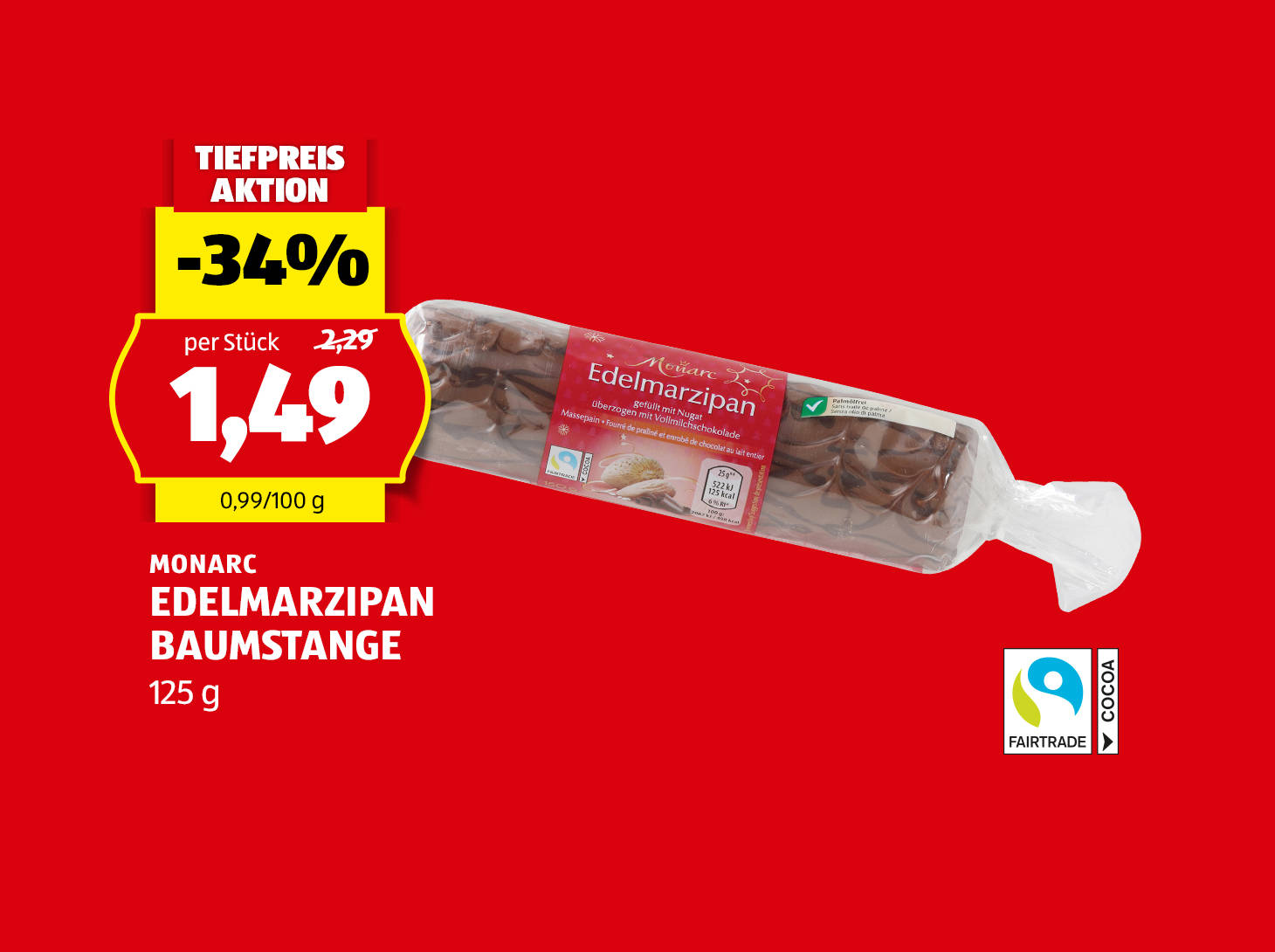 Monarc, Edelmarzipan Baumstange, 150 g, € 1,49