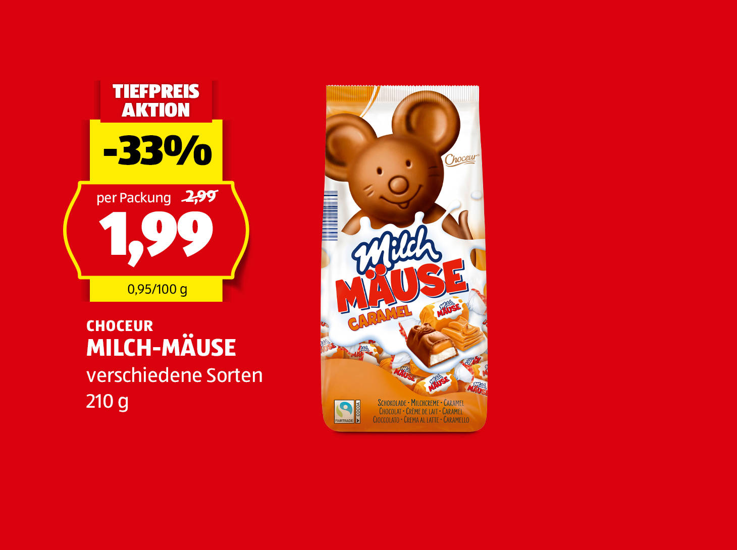 Choceur Milch-Mäuse, 210 g, in verschiedenen Sorten, statt € 2,99 per Packung nur € 1,99