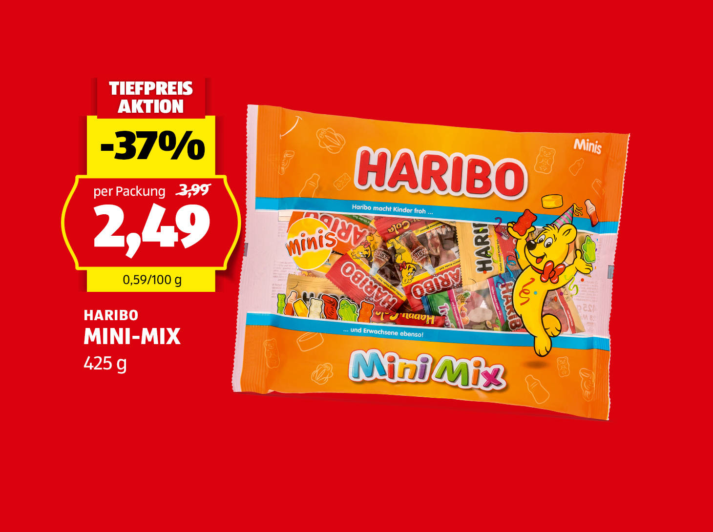 Haribo Mini-Mix, 425 g, statt € 3,99 per Packung € 2,49