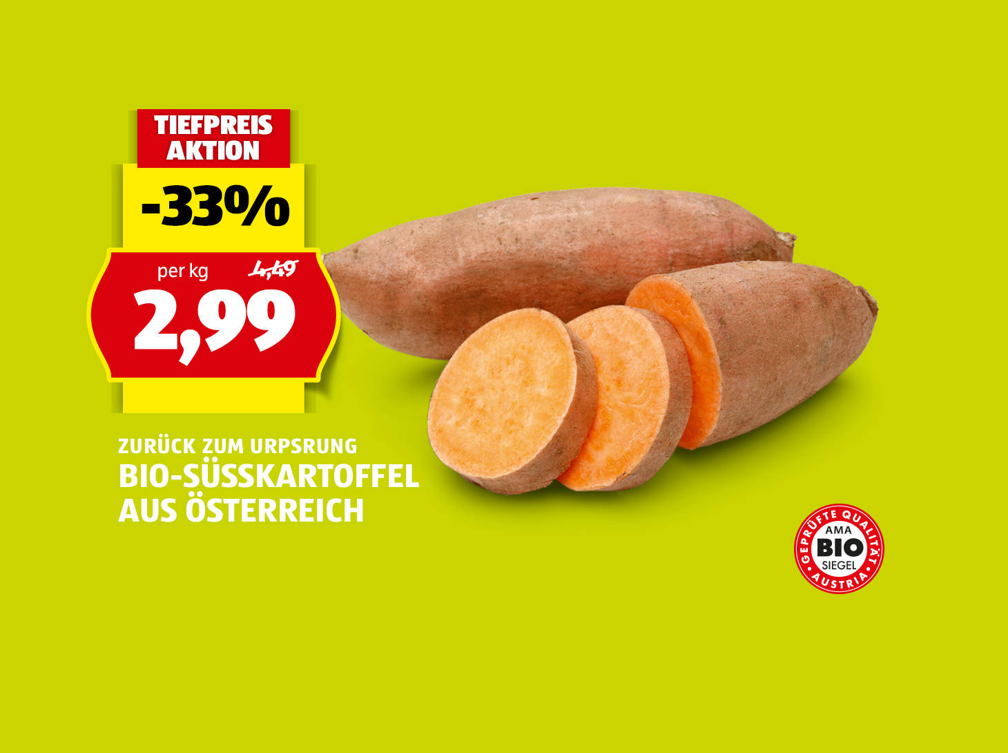 Zurück zum Ursprung, Bio-Süßkartoffeln aus Österreich, € 2,99
