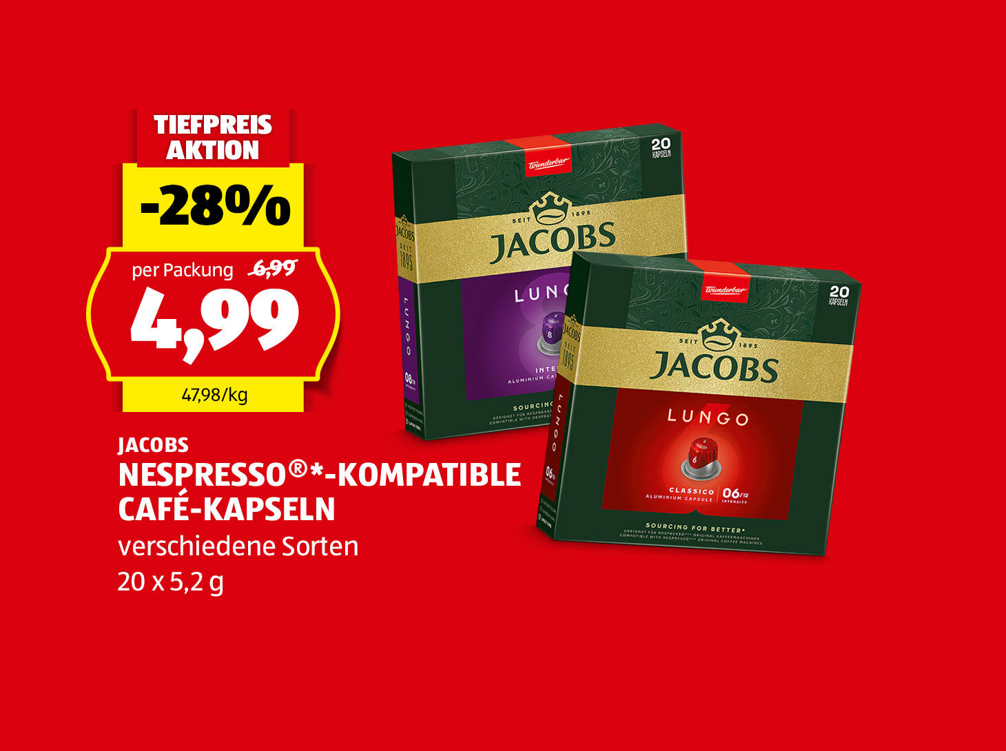 Jacobs Nespresso®-kompatible Café-Kapseln, € 4,99