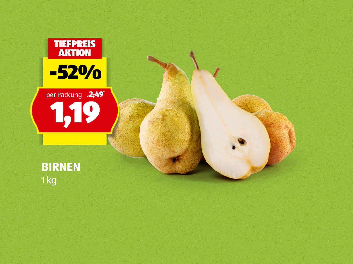 Birnen, 1 kg, € 1,19