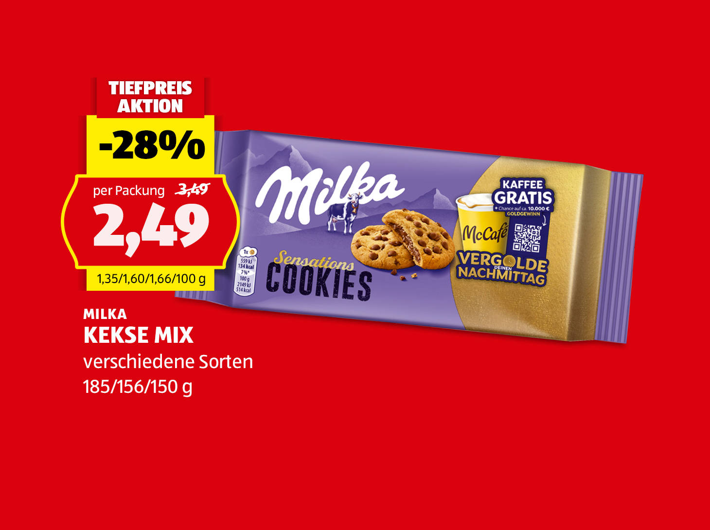 Milka, Kekse Mix, 185/156/150 g, in verschiedenen Sorten erhältlich, € 2,49