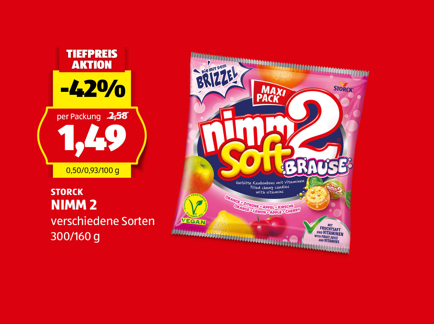 Storck Nimm 2, 300/160 g, in verschiedenen Sorten, statt € 2,58 per Packung nur € 1,49