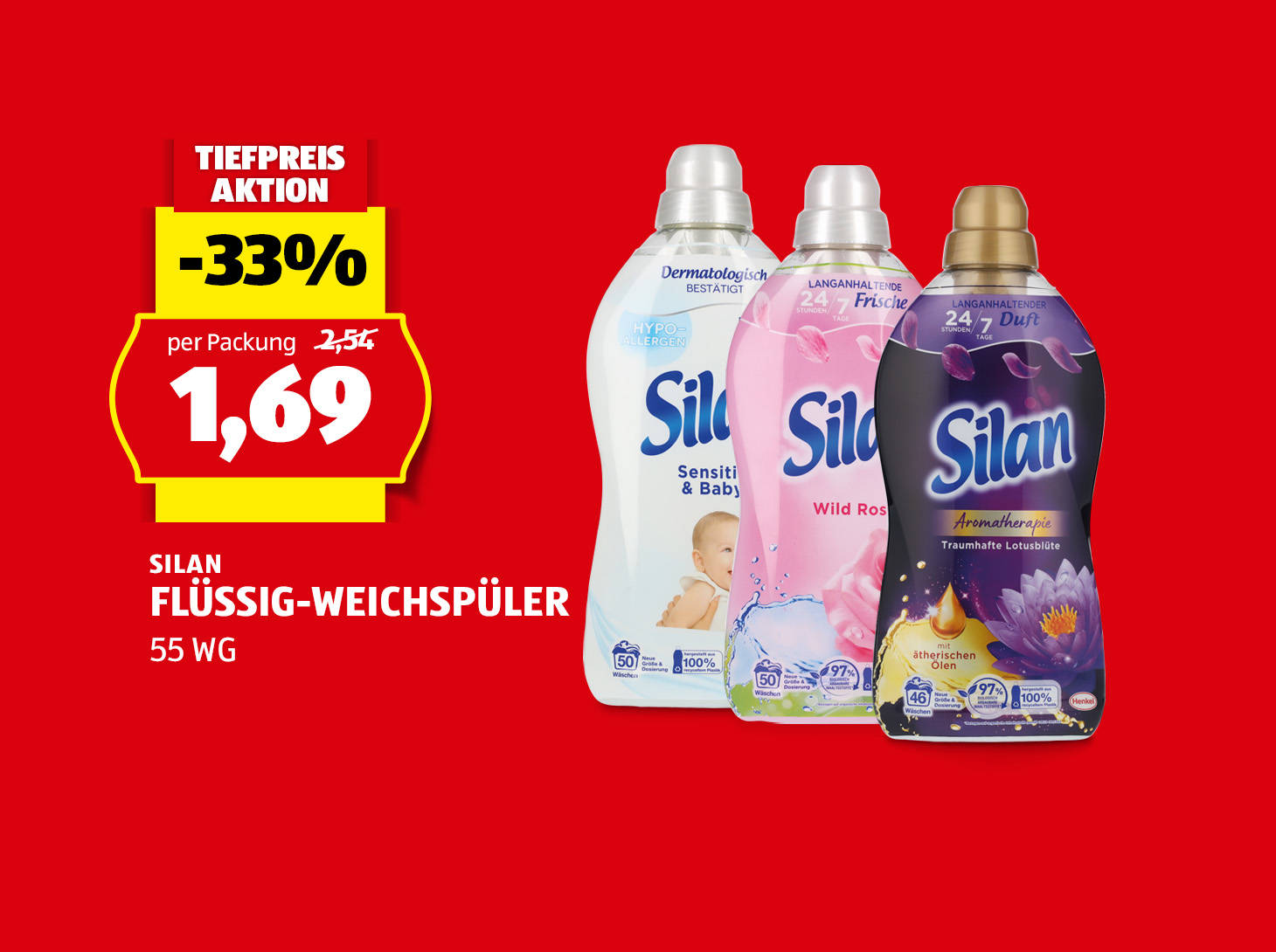 Silan Flüssig-Weichspüler, € 1,69