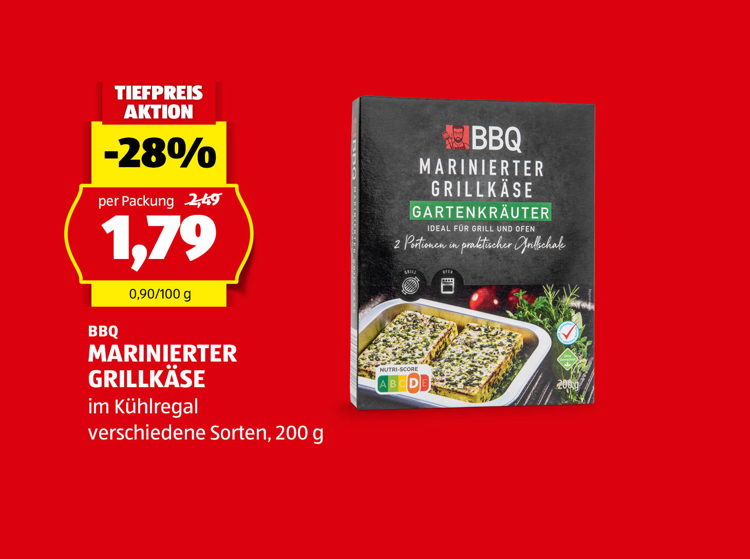 BBQ marinierter Grillkäse, € 1,79