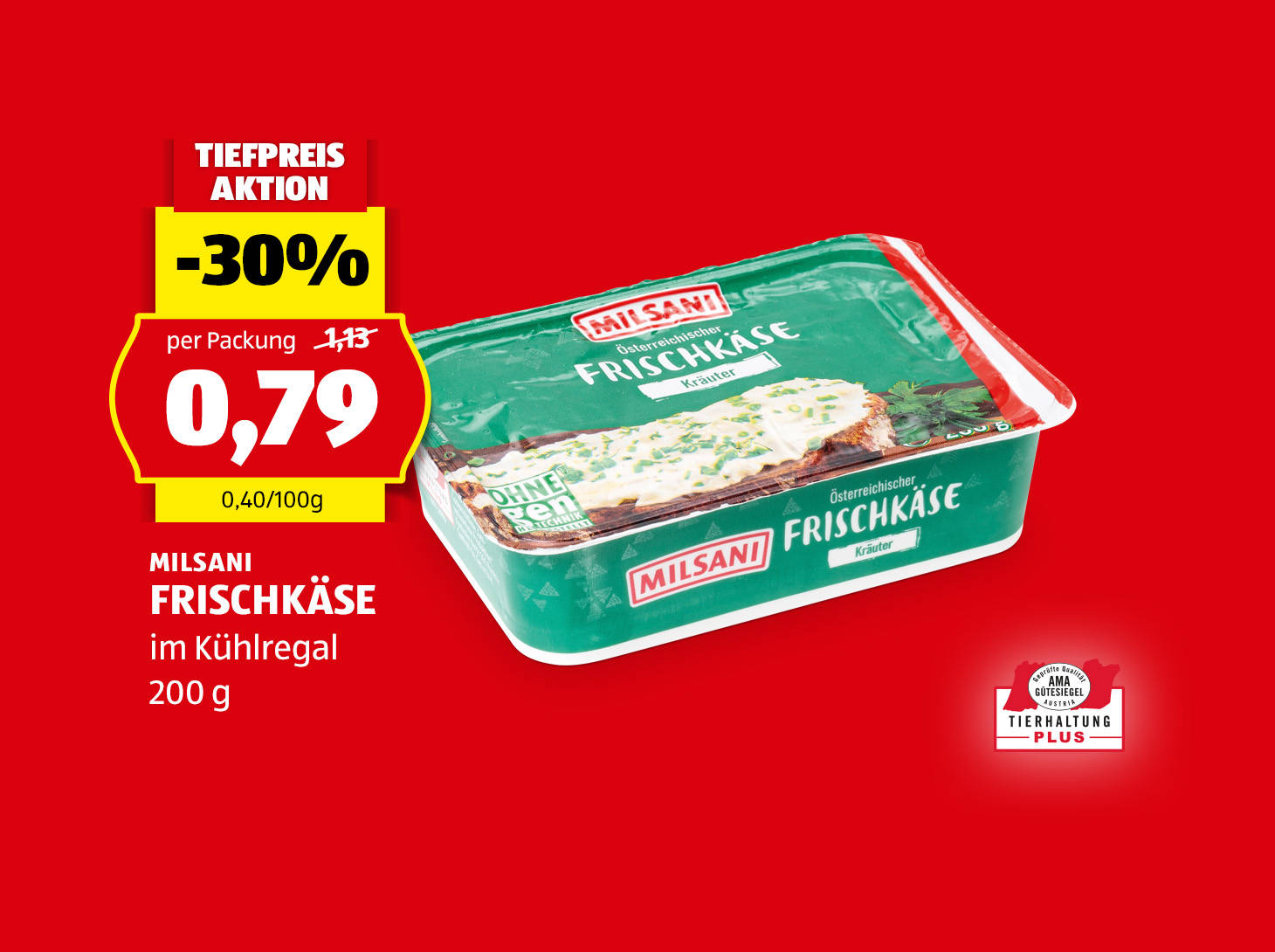 Milsani Frischkäse, € 0,79