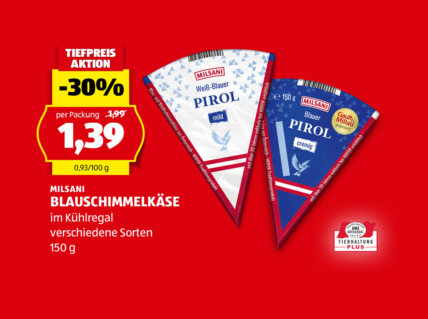 Milsani Blauschimmelkäse, 150 g, in verschiedenen Sorten erhältlich, € 1,39