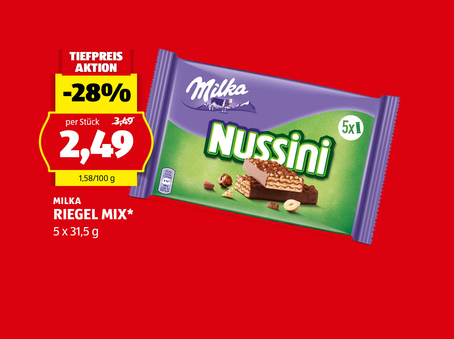 Milka Riegel Mix*, € 2,49