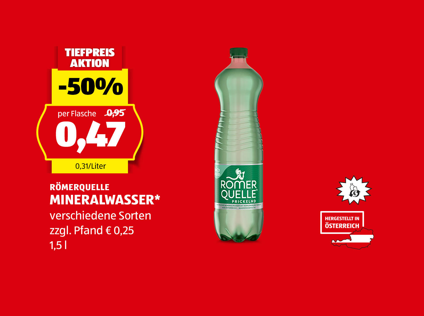 Römerquelle Mineralwasser*, € 0,47