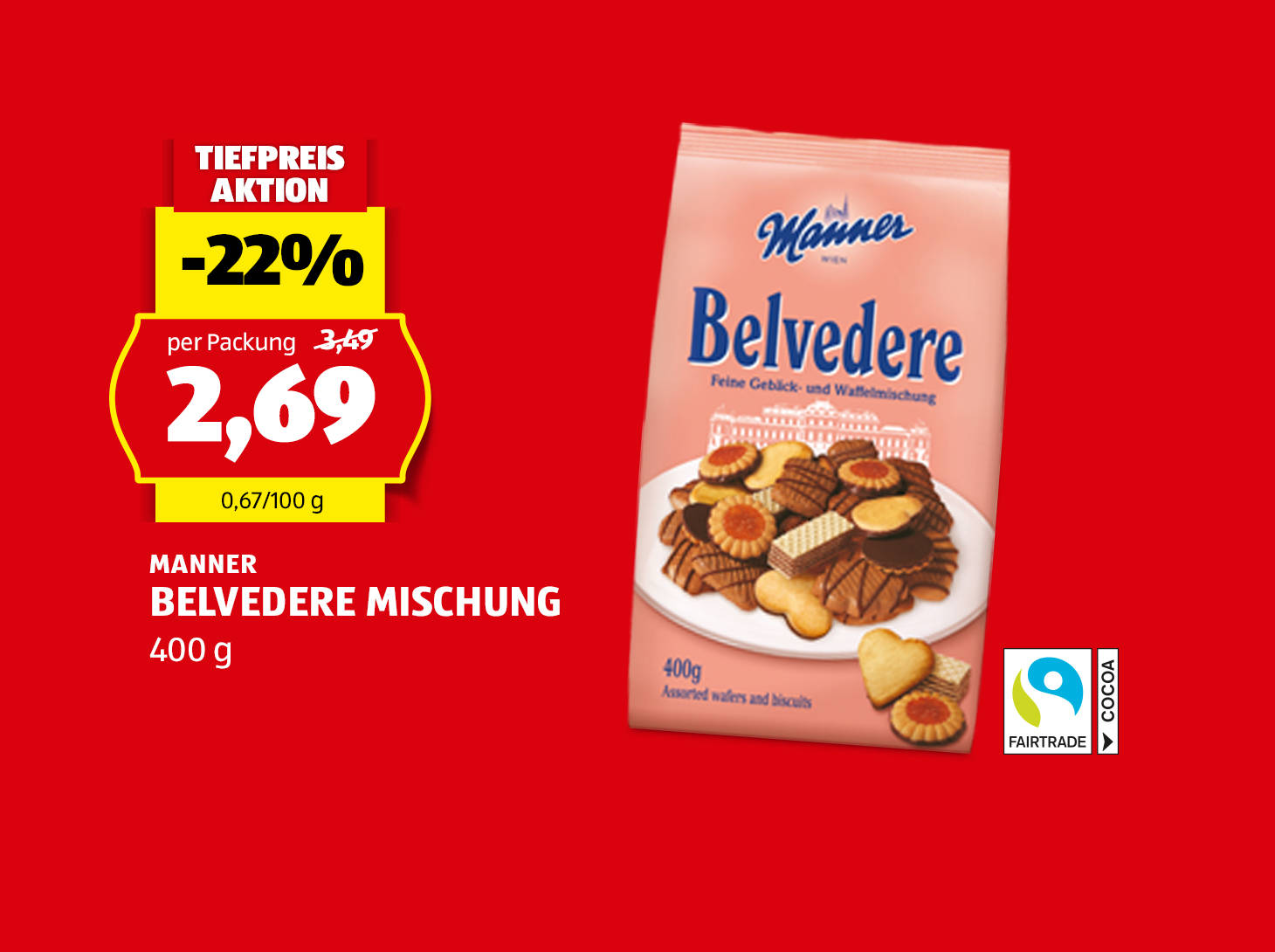 Manner Belvedere Mischung, 400 g, statt € 3,49 per Packung nur € 2,69
