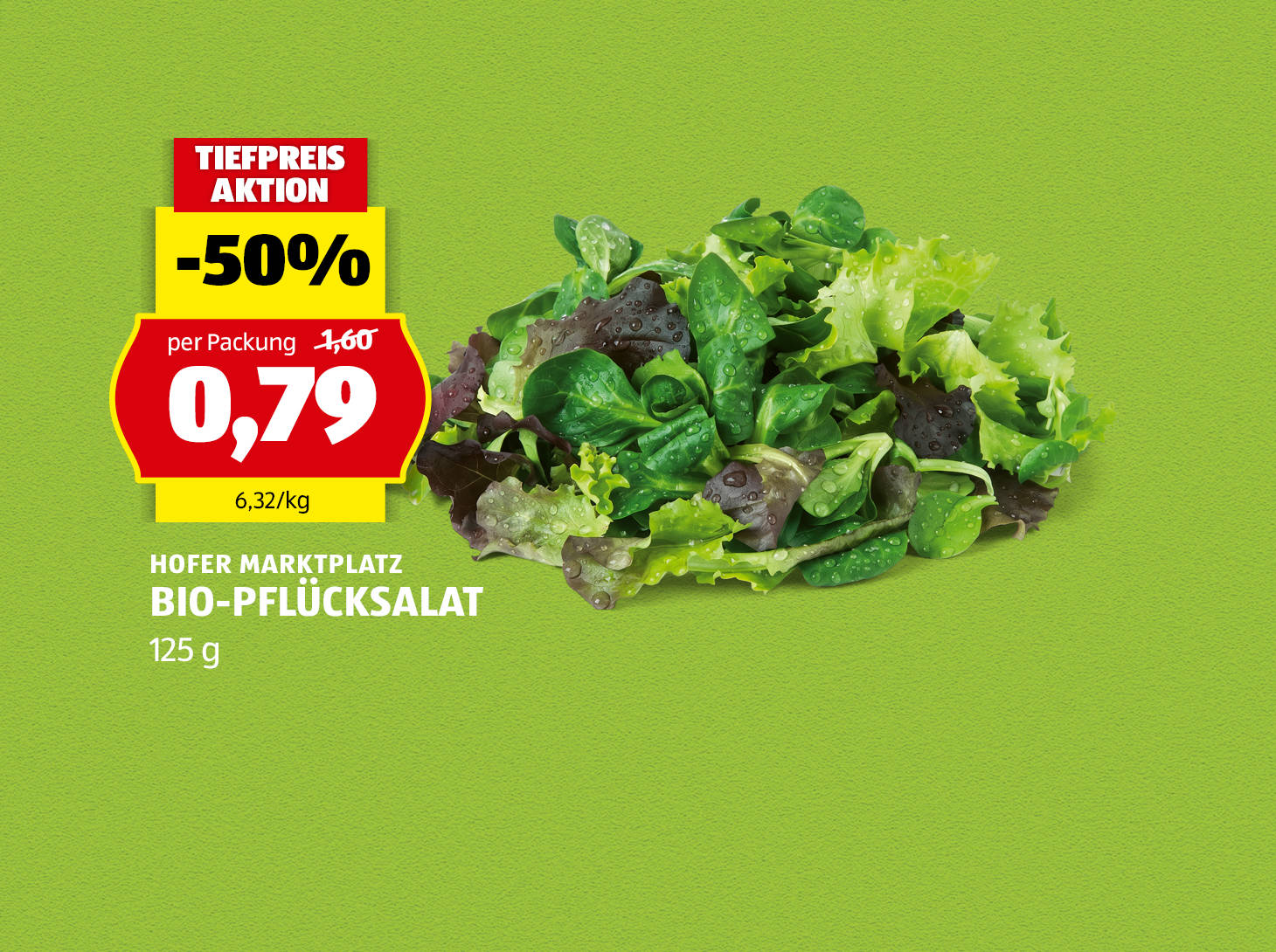 Hofer Marktplatz Bio-Pflücksalat, 125 g, € 0,79