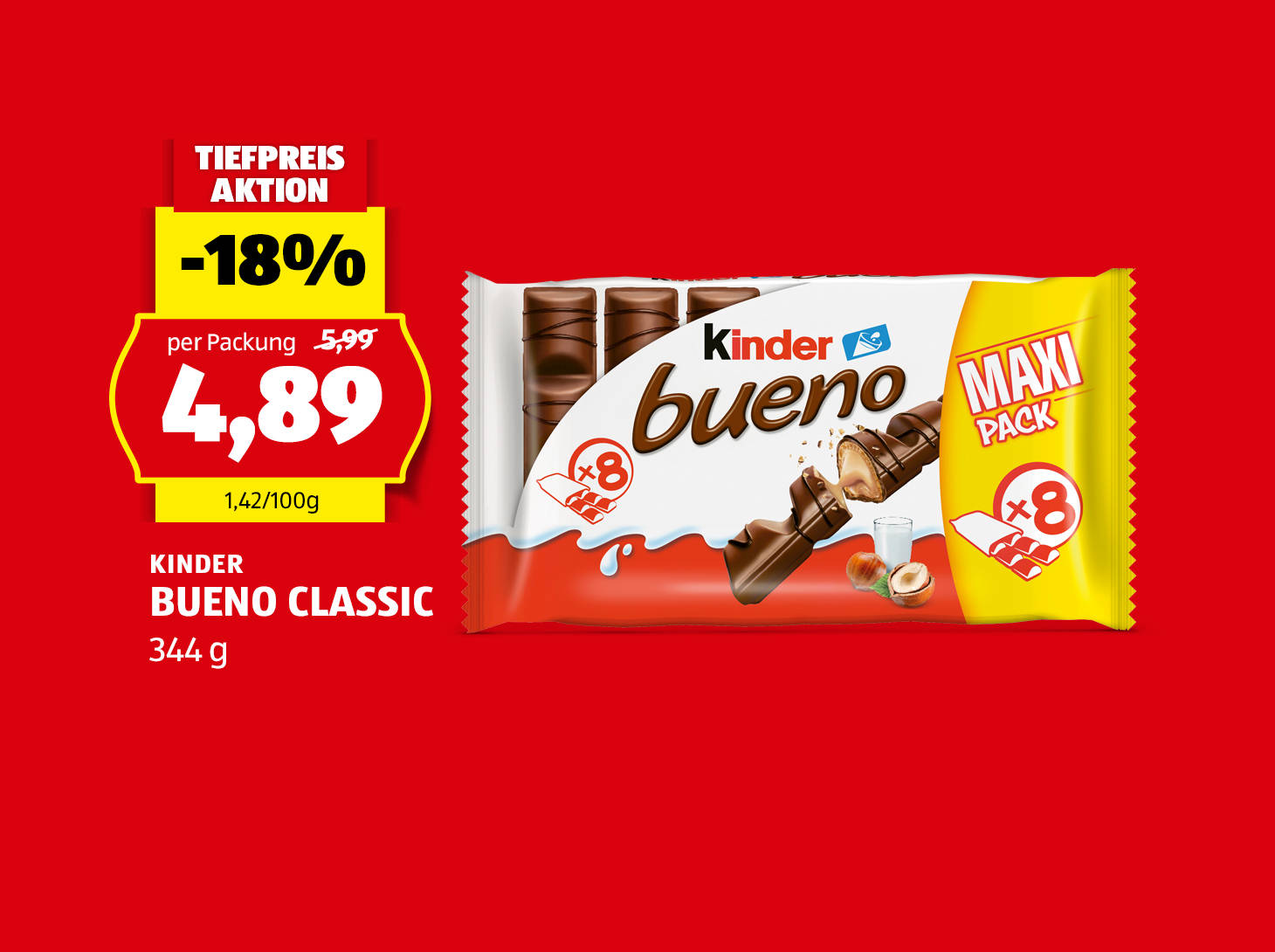 Kinder Bueno Classic, 344 g, € 4,89