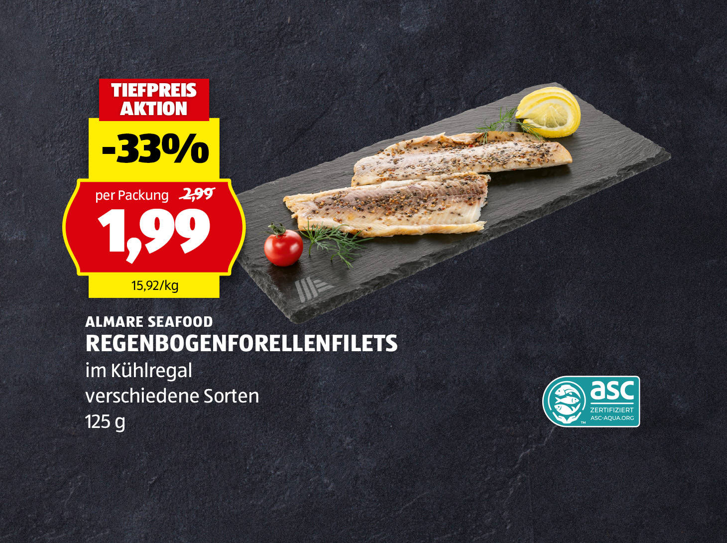 Almare Seafood Regenbogenforellenfilet, € 1,99