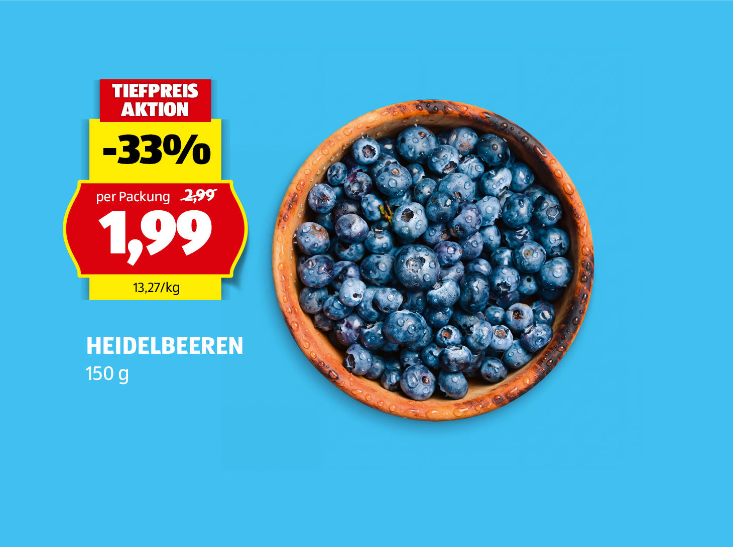 Heidelbeeren, 150 g., € 1,99