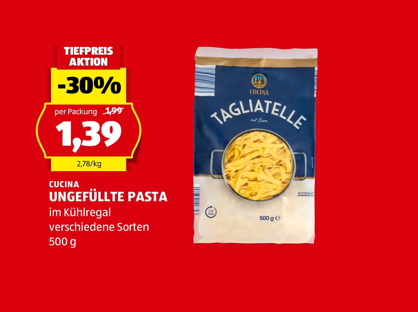 Cucina ungefüllte Pasta, € 1,39