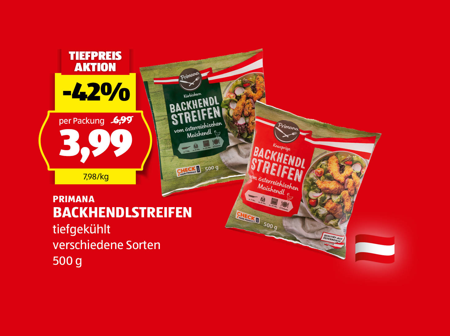 Primana, Backhendlstreifen, 500 g, in verschiedenen Sorten erhältlich, € 3,99