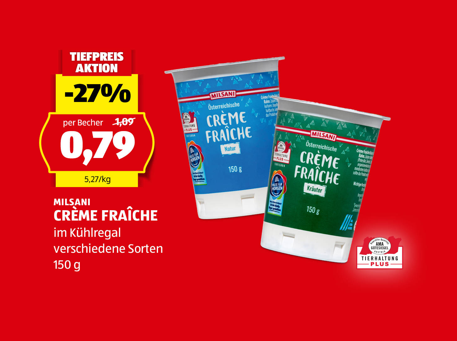 Milsani Crème fraîche, € 0,79