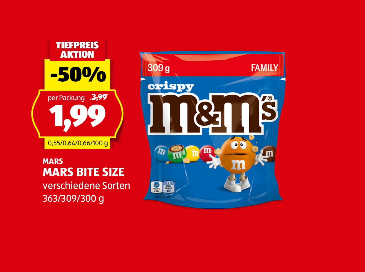 Mars Bite Size, 363/309/300 g, in verschiedenen Sorten, statt € 3,99 per Packung nur € 1,99