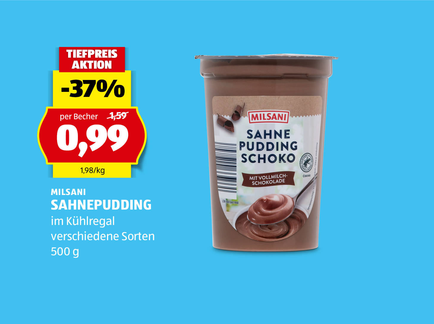 Milsani, Sahnepudding, 500 g, in verschiedenen Sorten erhältlich, € 0,99