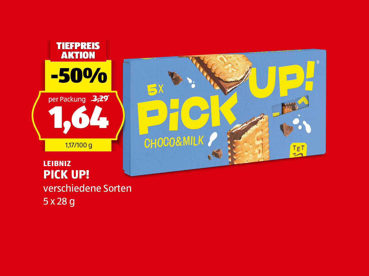 Leibnitz Pick up!, 5 x 28 g, in verschiedenen Sorten, statt € 3,29 per Packung nur € 1,64