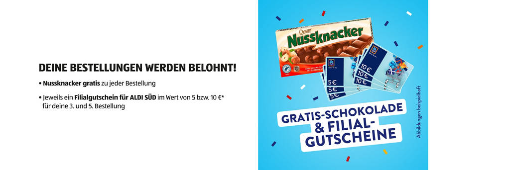 Gratis Schokolade und Filialgutscheine