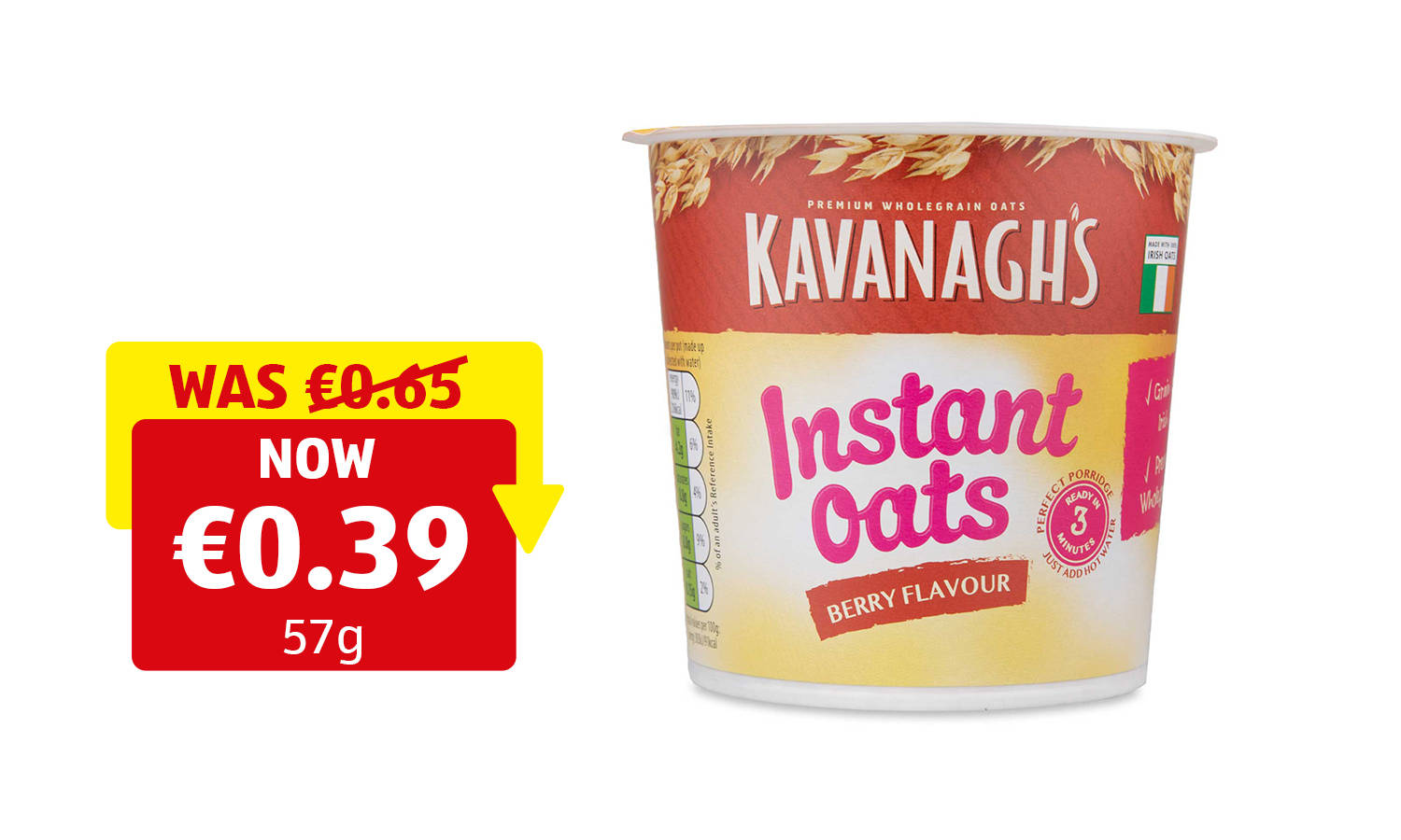Image of Berry Flavour Instant Oats Porridge Pot