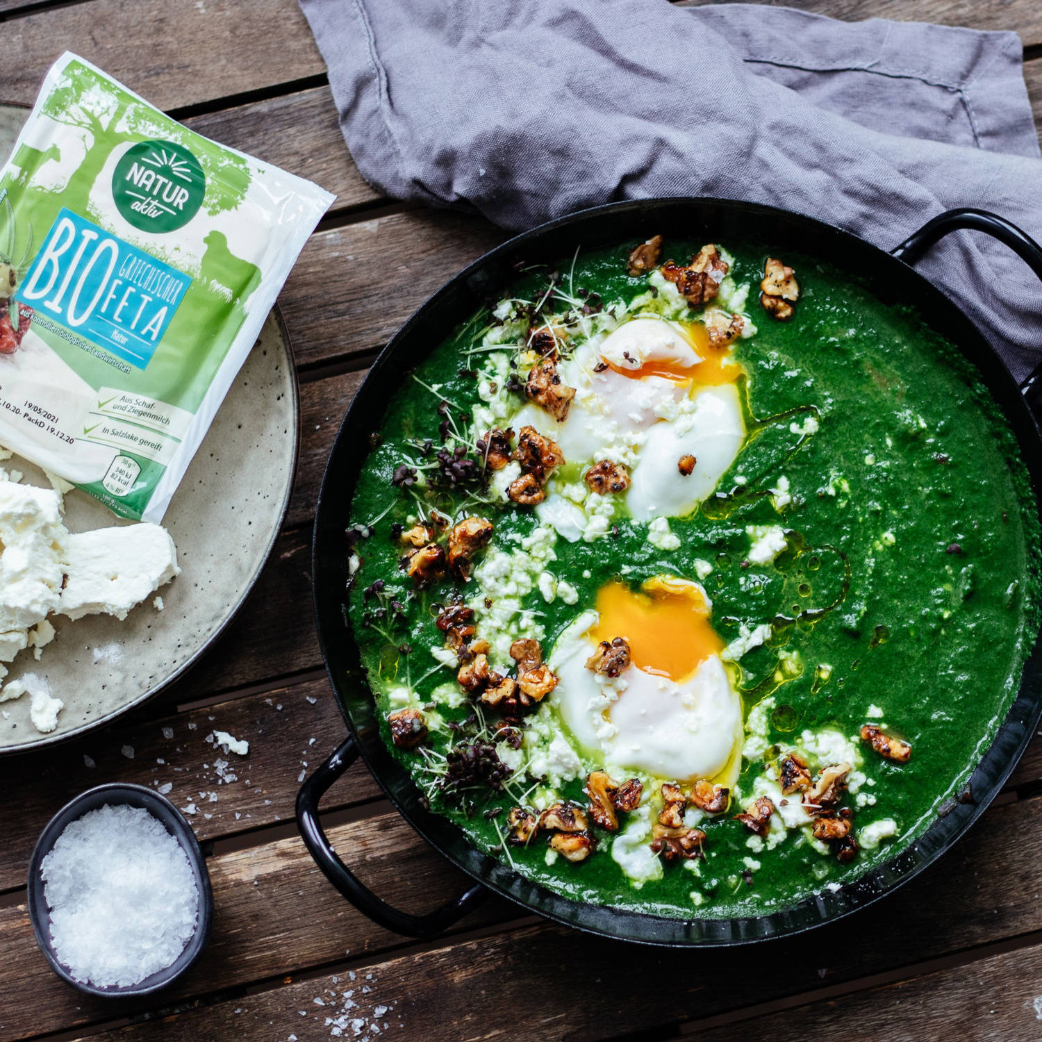 Serviervorschlag: Spinat Frühstück Shakshuka Style