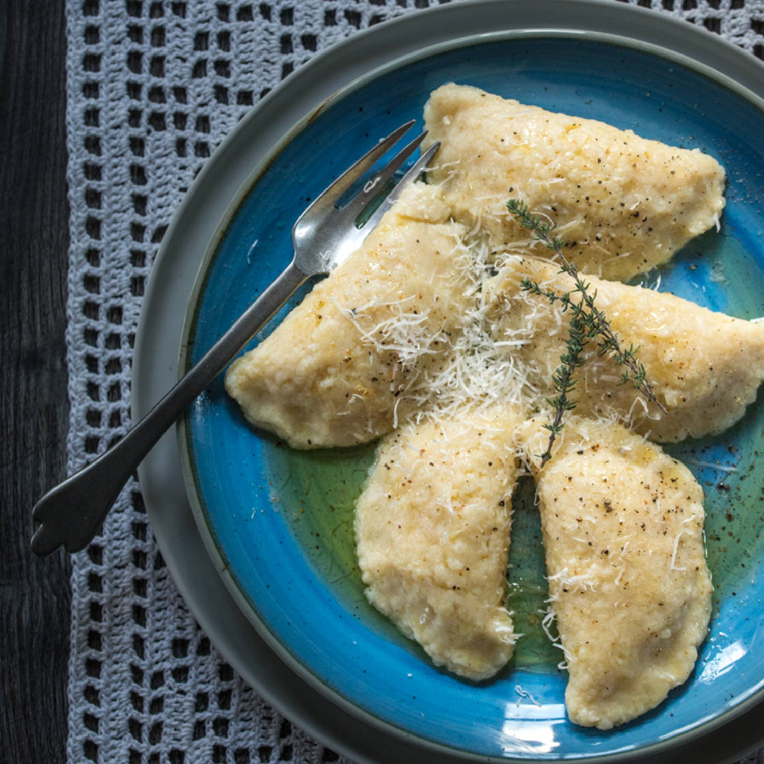 Serviervorschlag: Kürbistascherl in brauner Butter