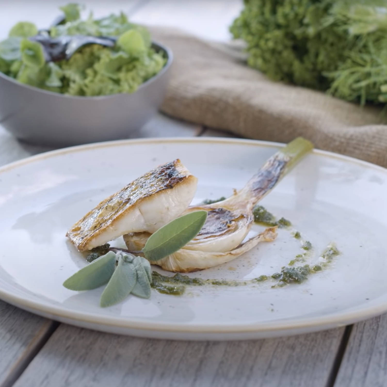 Serviervorschlag: Hecht mit gebratenem Fenchel
