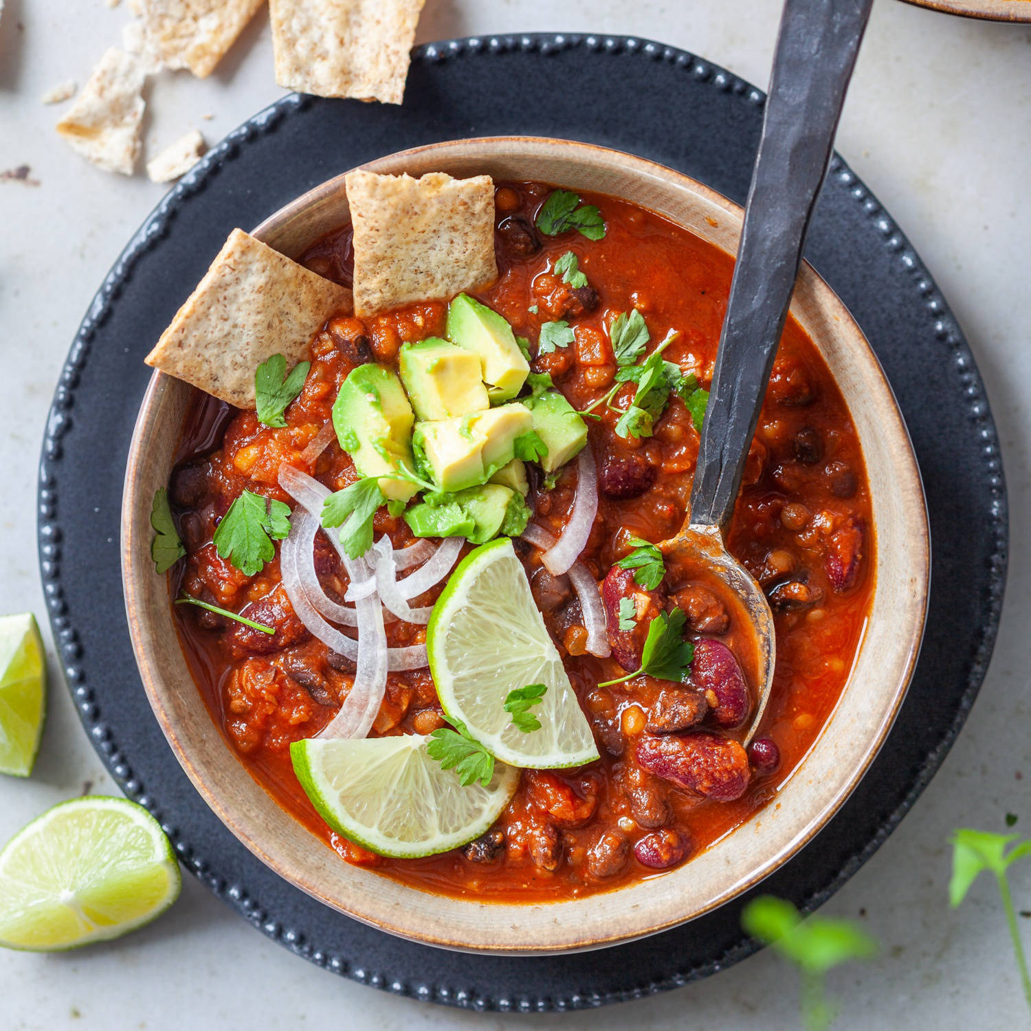 Serviervorschlag: Veganes Chili sin Carne