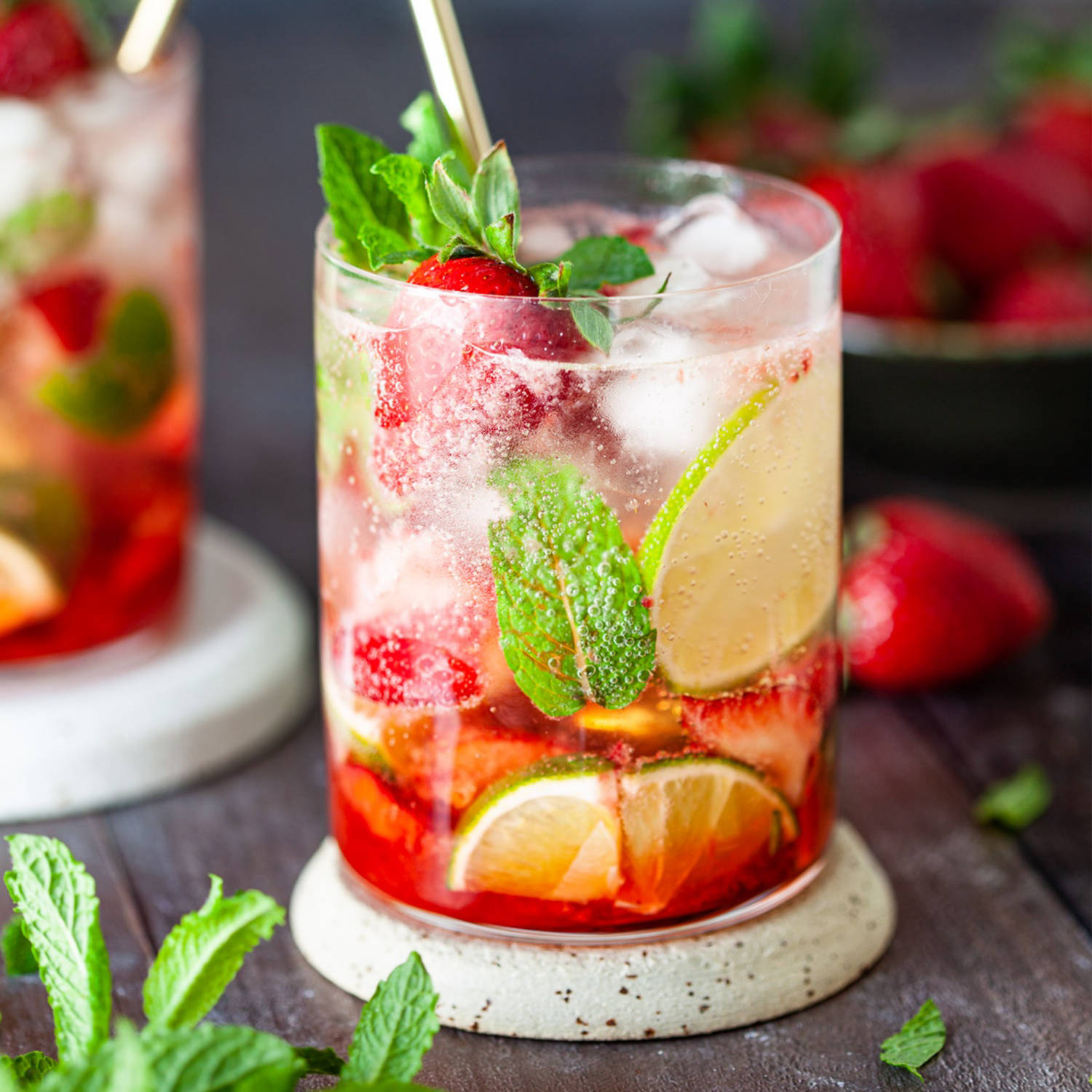 Serviervorschlag: Erdbeer Mojito Mocktail