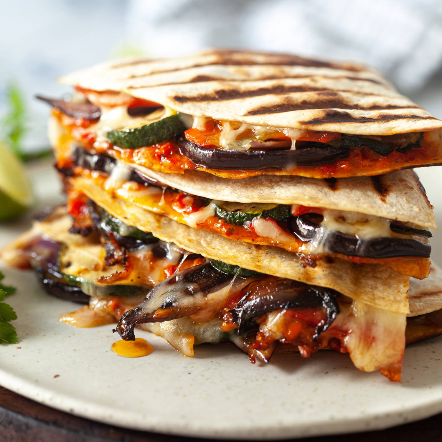 Serviervorschlag: Grillgemüse-Quesadilla
