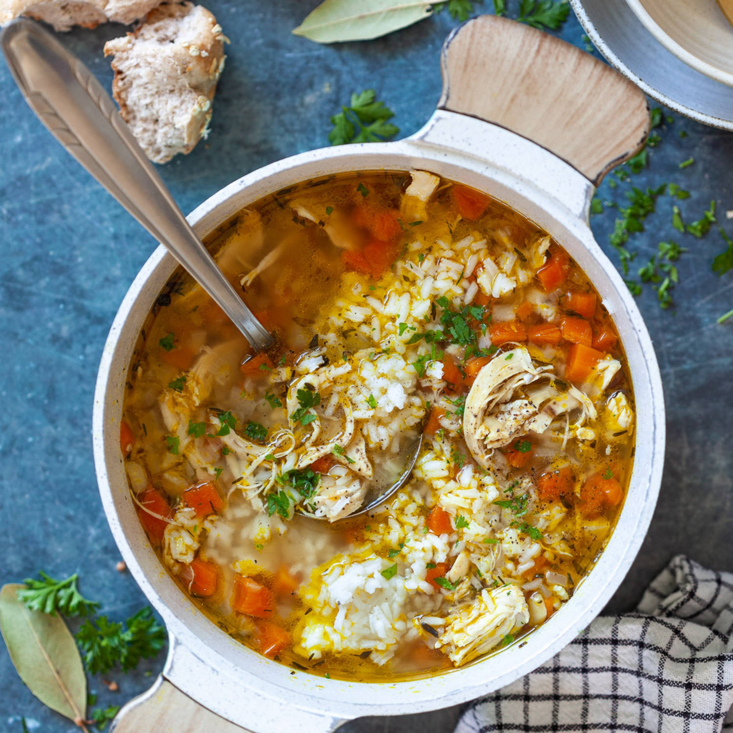 Serviervorschlag: Hühner-Reis-Suppe