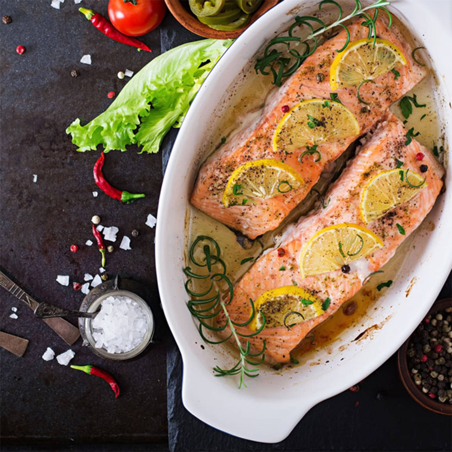 Serviervorschlag: Lachs aus dem Ofen